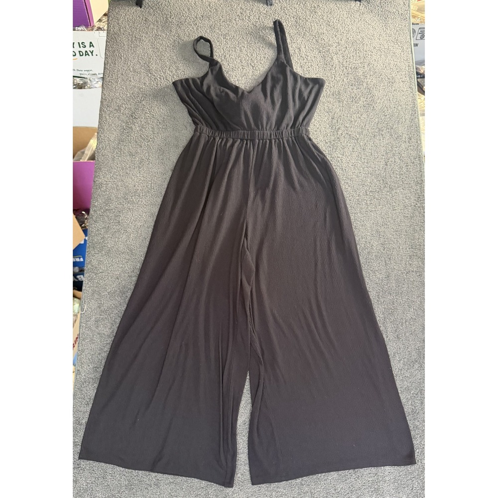 Loft Black Wide Leg Jumpsuit Sleeveless Tie Back Elastic Waist Small